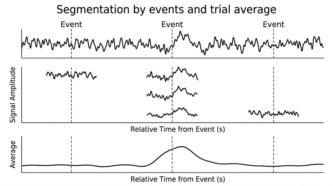 Segmentation: trials are cut around each event and averaged.